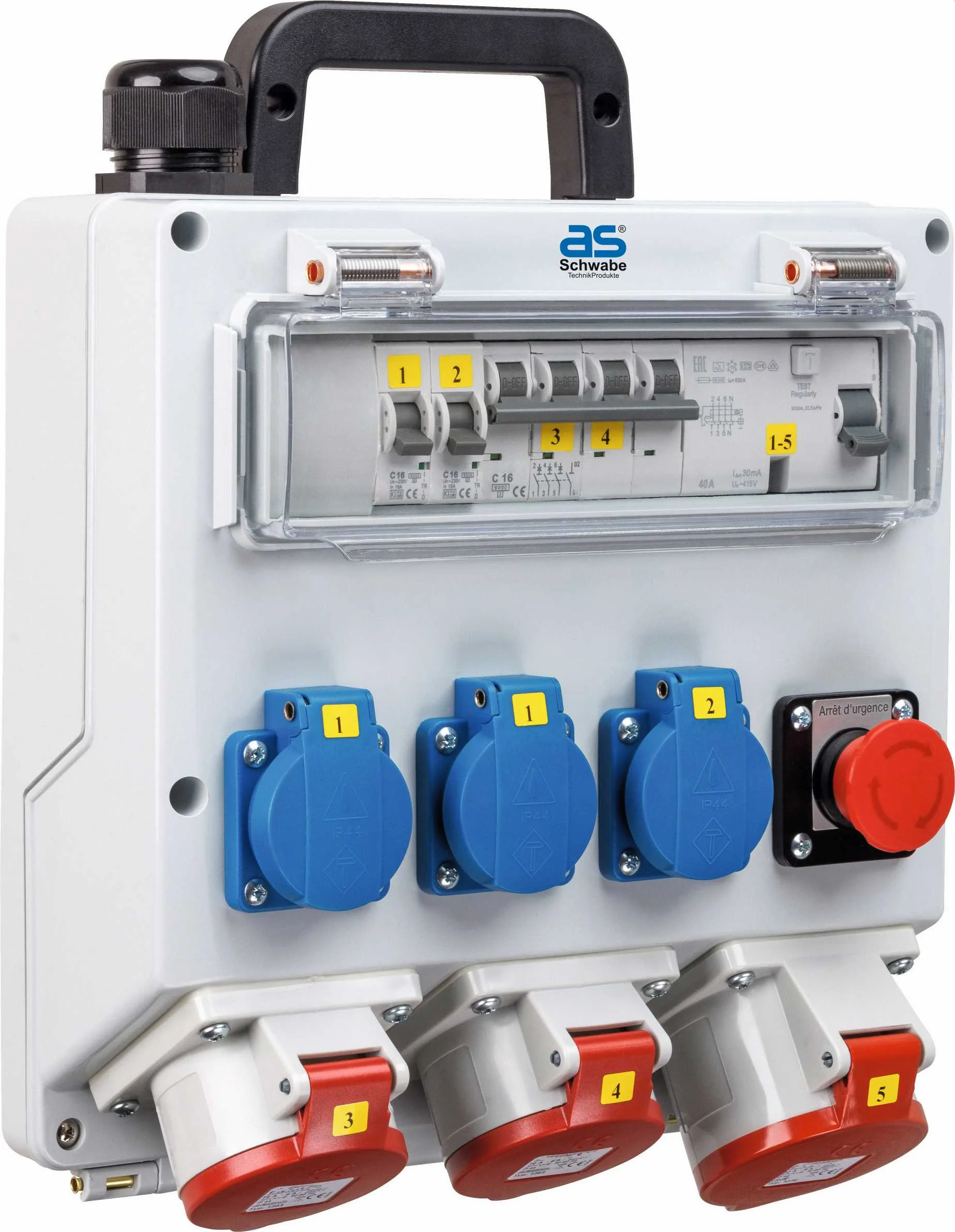 COFFRET DE CHANTIER FIXO F2D 400V/32A/MAX 22 KW 3 PRISES NF 2P+T image