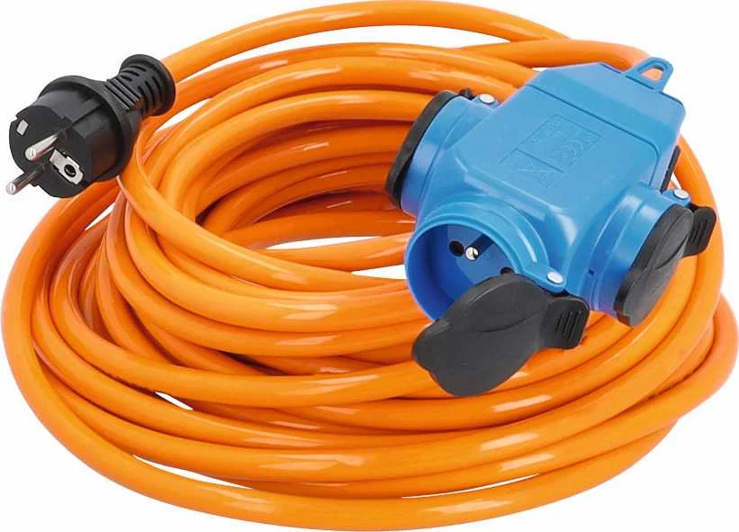 RALLONGE 2P+T 16A 230V - 15M AVEC SORTIE TRIPLITE IP44 - ORANGE image