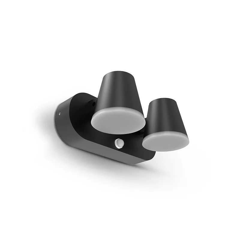 Applique LED double CAMELIA + détecteur IR 20W - 1400lm - 3000K IP54 - Noir image