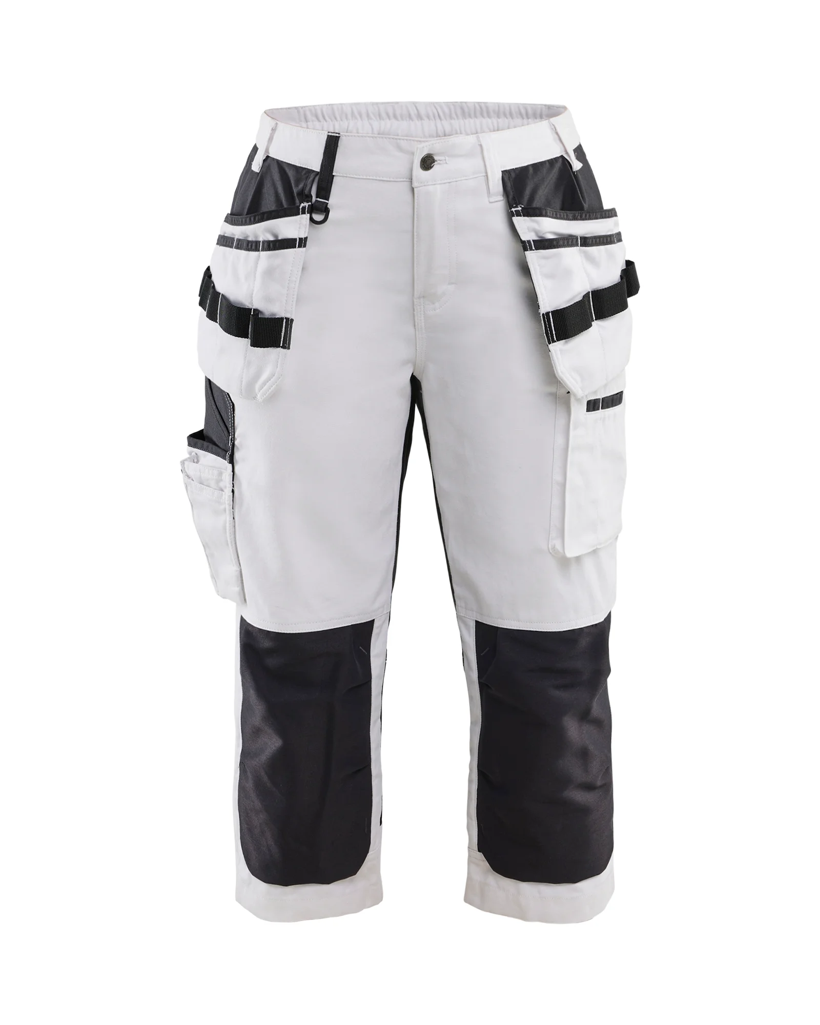 Pantacourt de travail peintre stretch femme 7109 - Blanc/Noir image