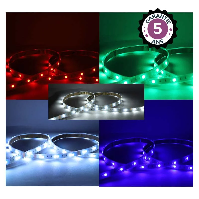 Bandeau LED 24V RGB + Blanc IP67 10W/m - 260lm/m - 4000K - 5m image