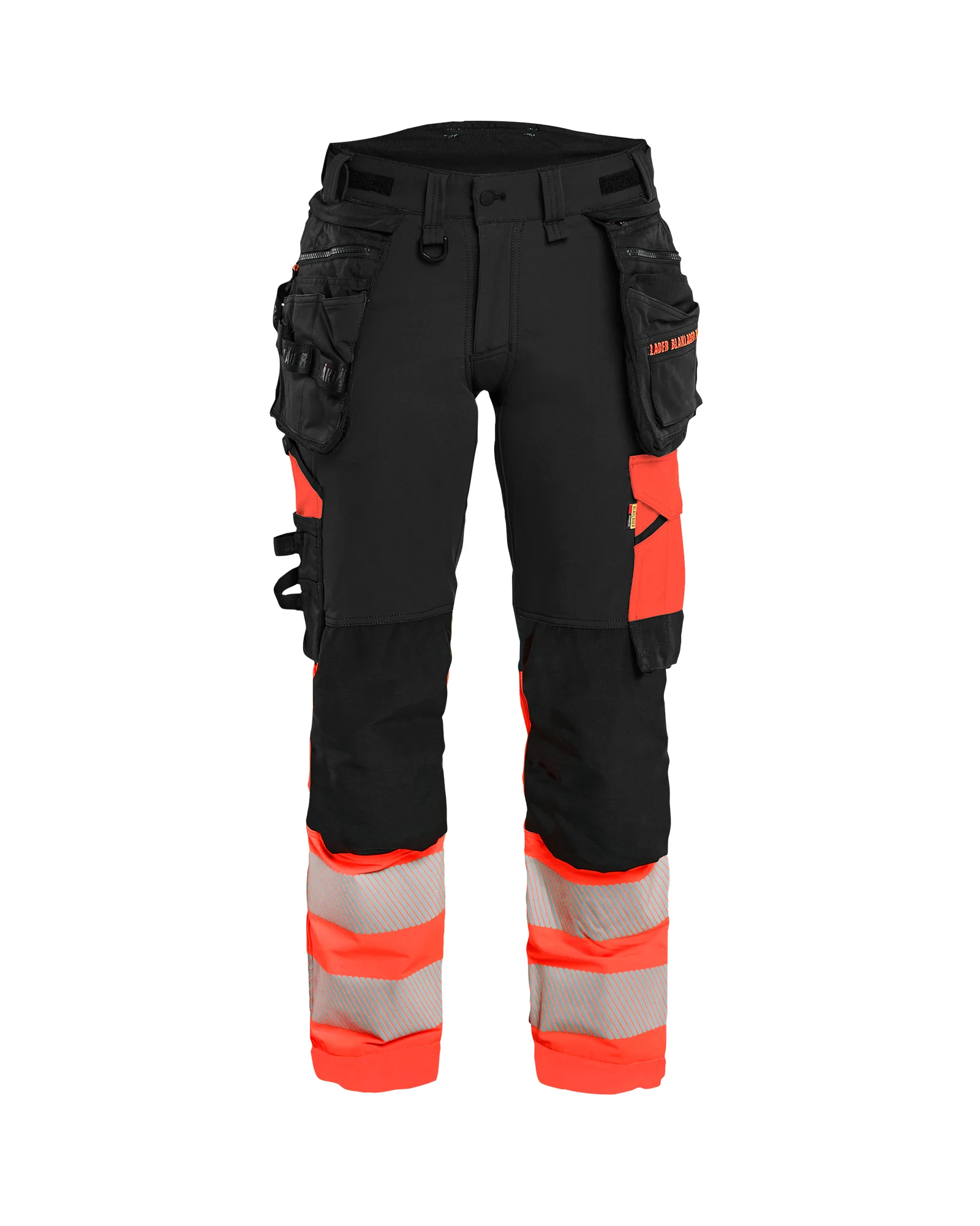 Pantalon de travail stretch 4D haute visibilité femme 7025 - Noir/Rouge fluo image