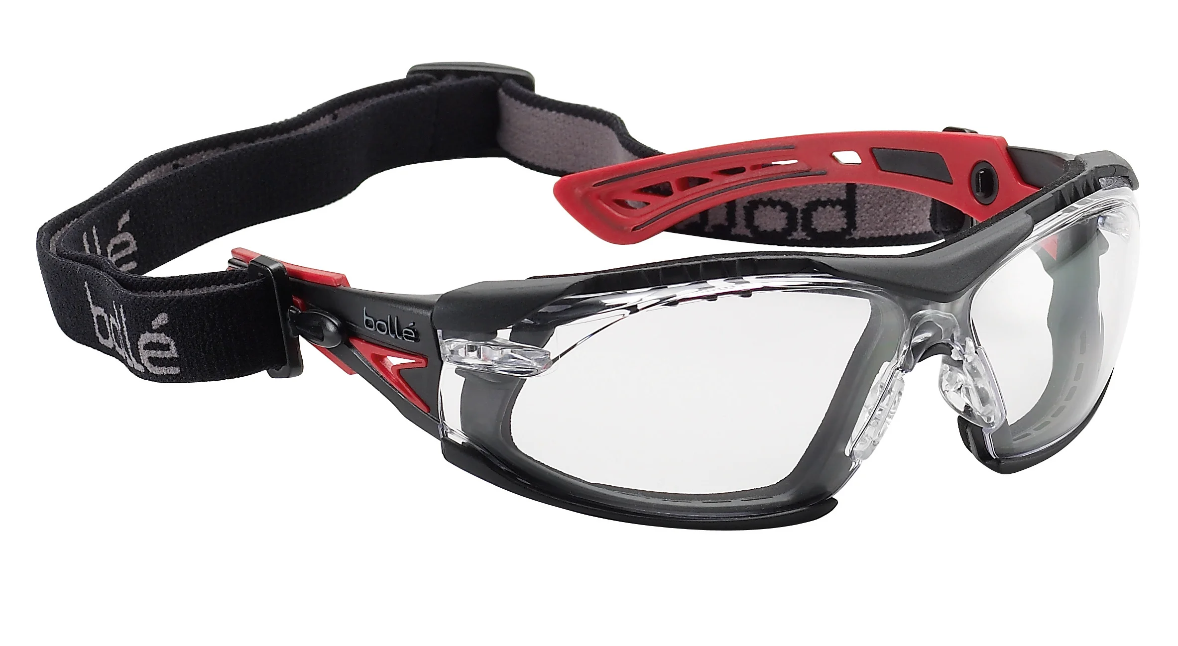 Lunette hybride de protection PC TPR RUSH+ - Noir/Rouge - Incolore Platinum image