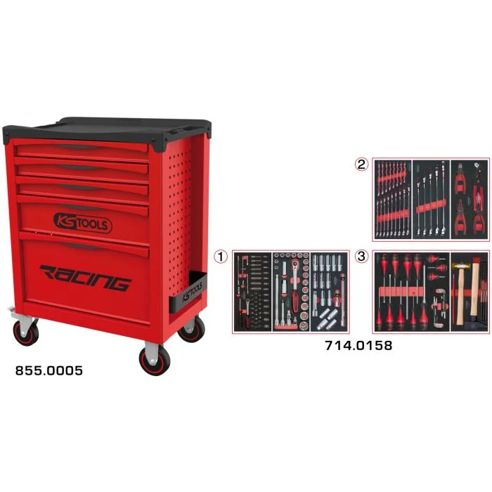 Servante RACING 5 tiroirs équipée de 158 outils image