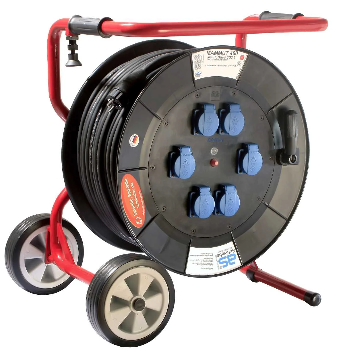 ENROULEUR MAMMOUTH A CHASSIS ROULANT 3,6kW H07RN-F 3G2,5 6 PRISES NF image