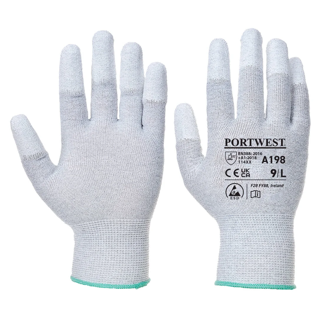Gants Antistatique bout de doigts enduit PU Gris image