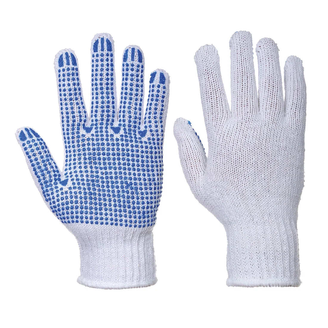 Gants Classique Tricoté Picots PVC Blanc/Bleu image