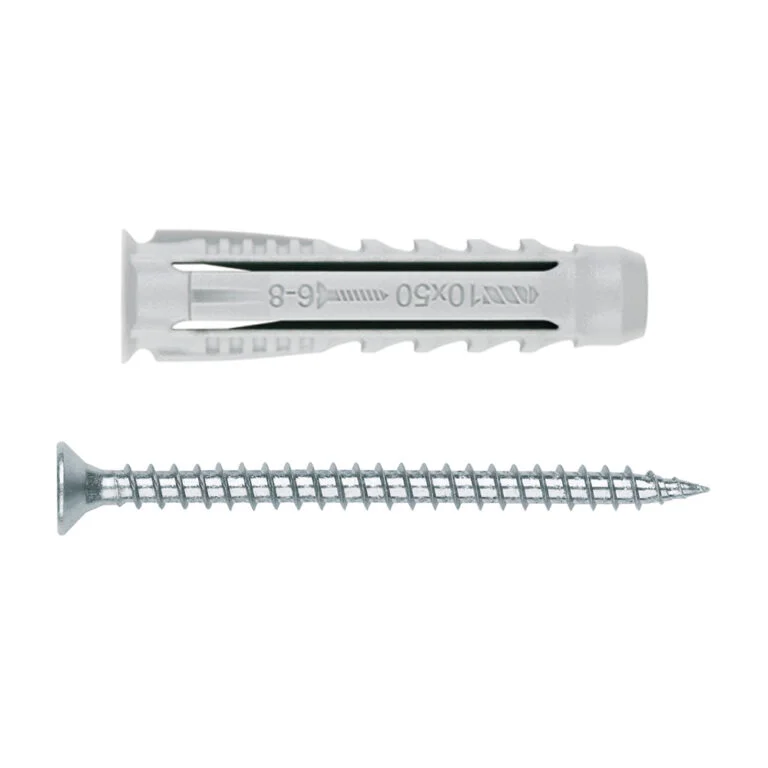 Cheville nylon quadruple expansion pour tout type de materiaux avec vis à bois Zinguée image