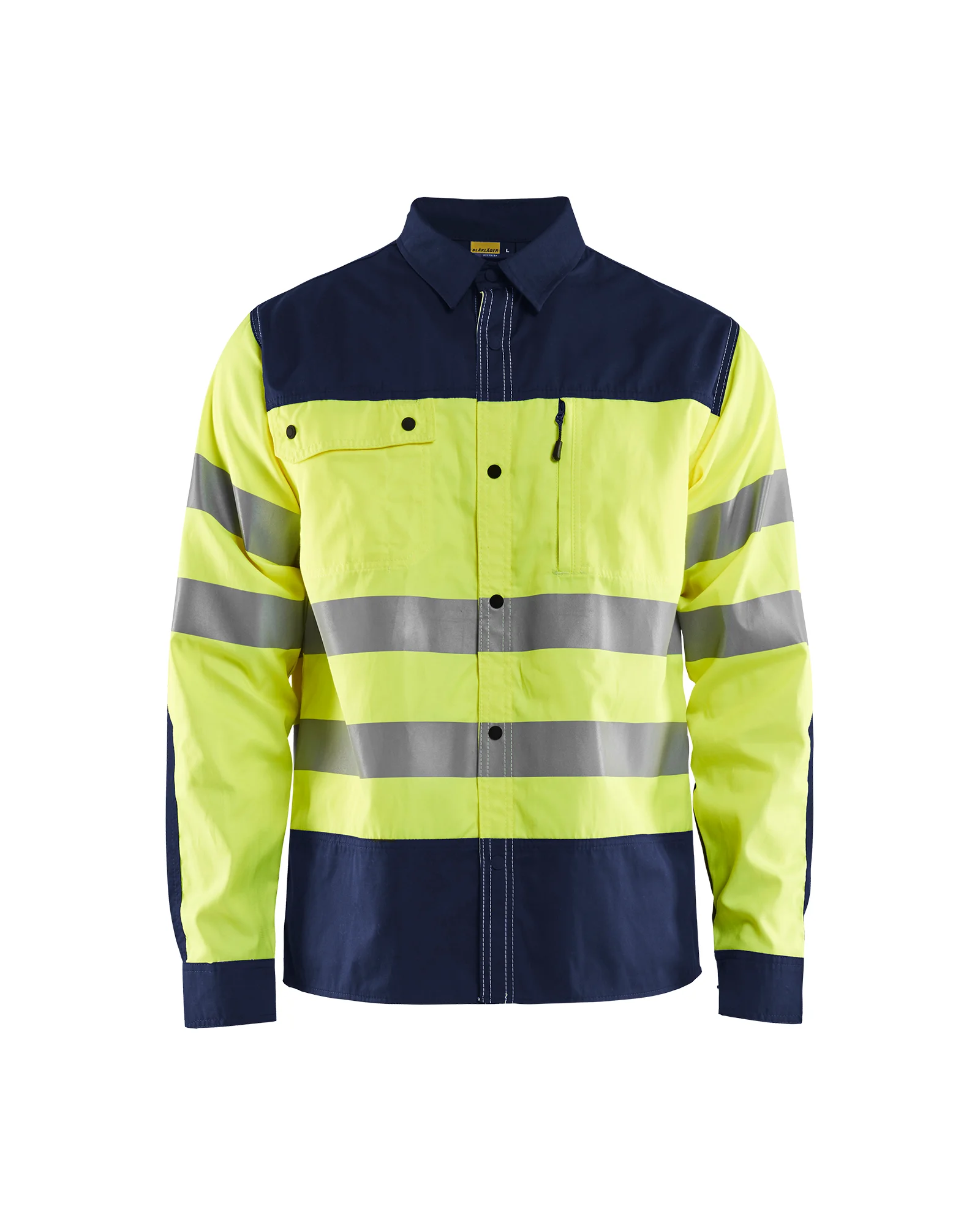 Chemise de travail haute visibilité 3255 - Jaune fluo/Marine image