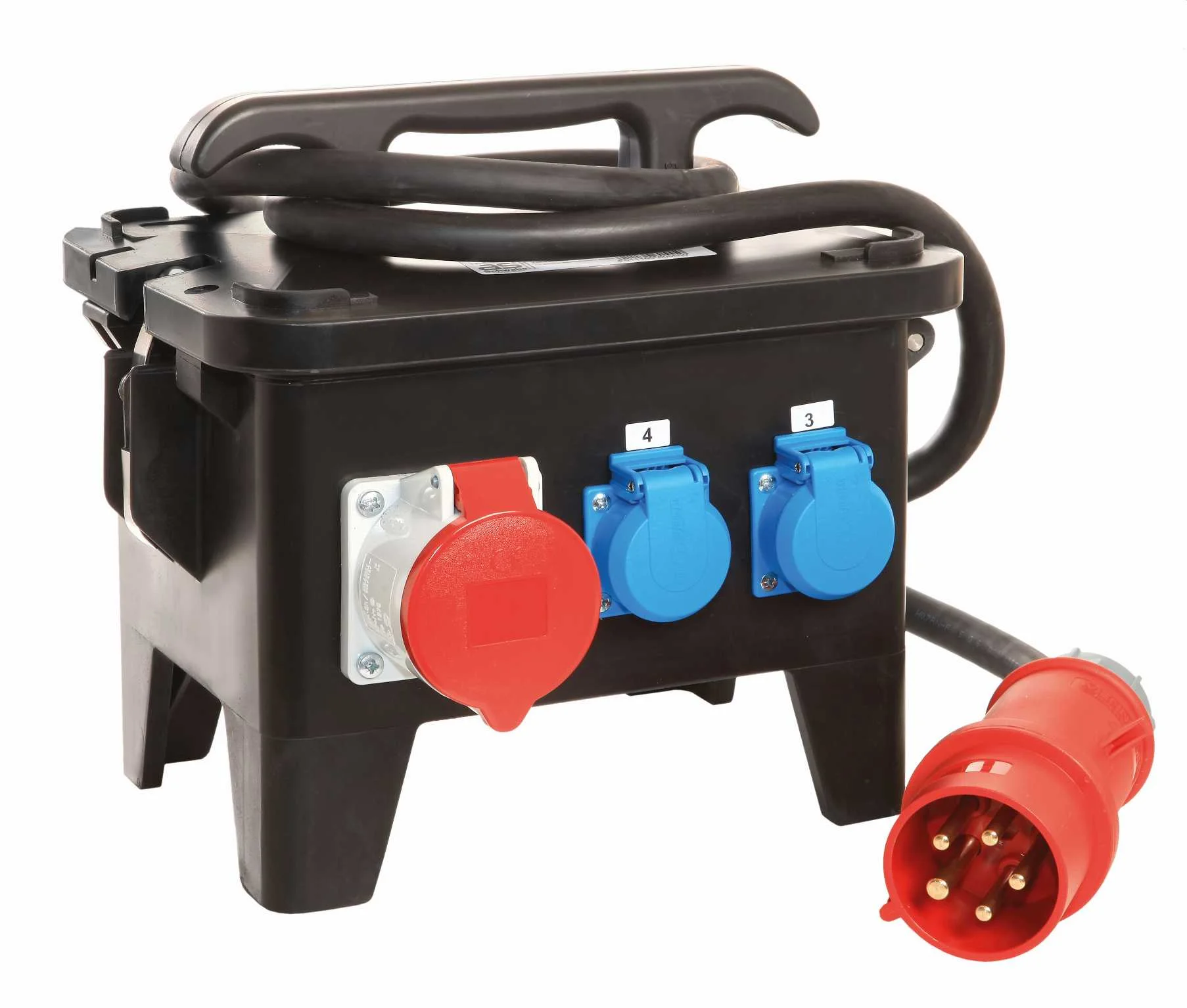 COFFRET DE CHANTIER CAOUTCHOUC 22kW 3 PRISES NF 1PNT/16A/250V - 2 PRISES CEI 3PNT/16A/440V - 1 PRISE CEI 3PNT/32A/400V image