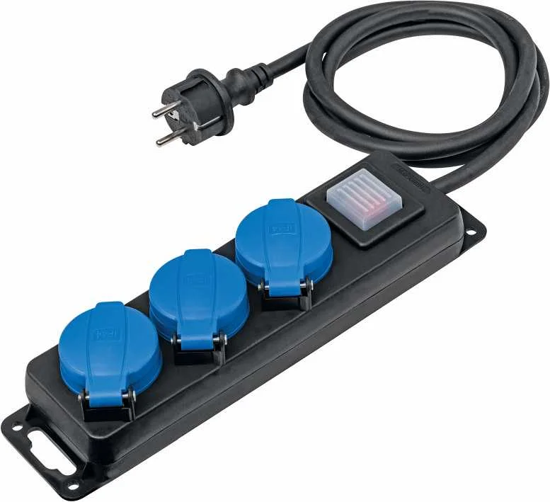 BLOC MULTIPRISES 3 PRISES 2P+T AVEC INTERRUPTEUR CABLE 1,5 M H07RN-F 3G1,5 IP44 image