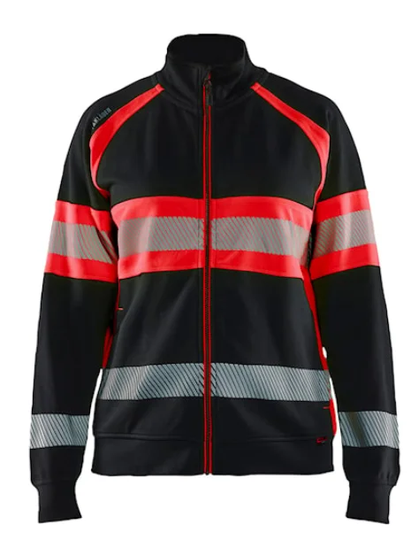 Sweat de travail zippé haute visibilité 3505 - Noir/Rouge fluo image