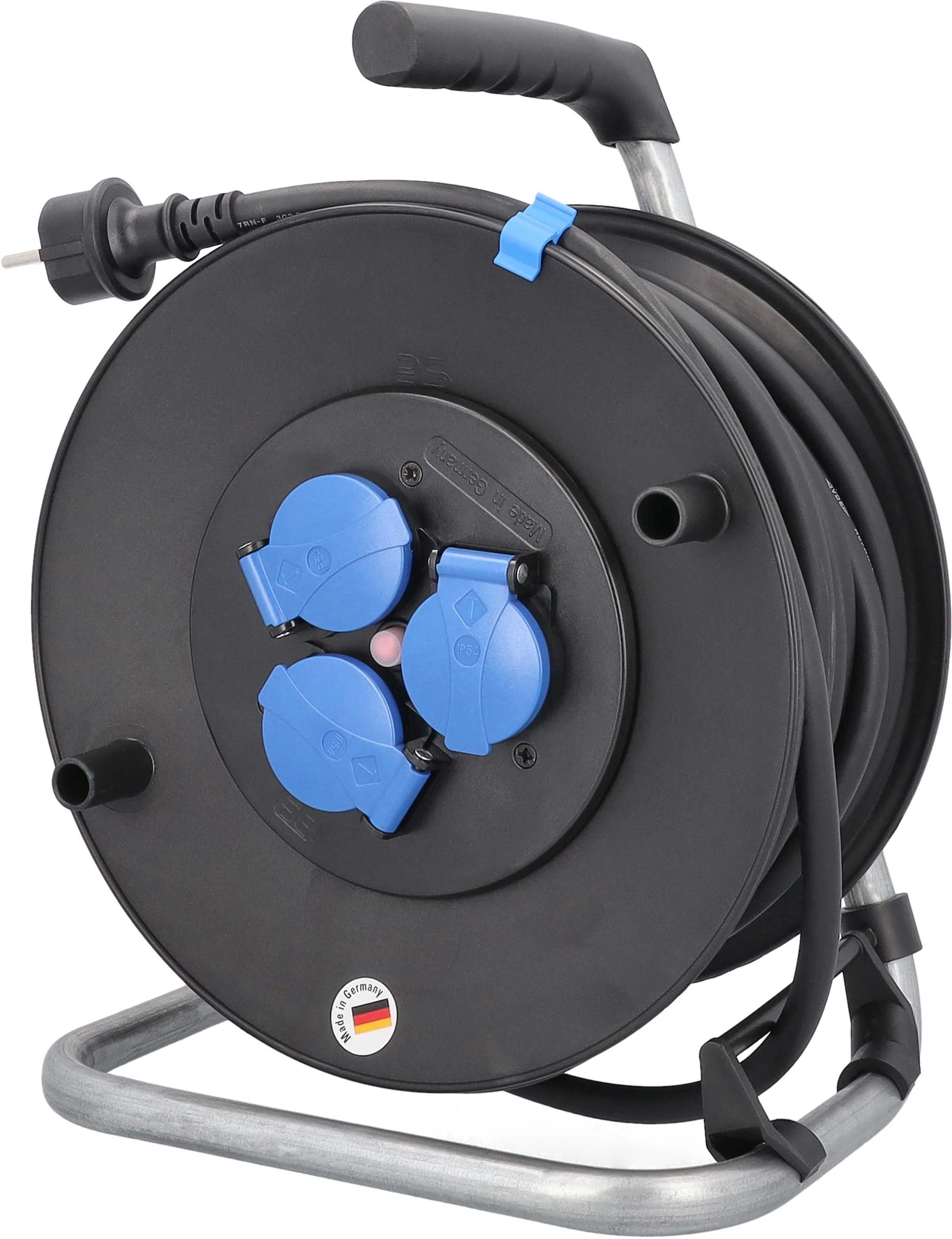 ENROULEUR DE CABLE PRO A TAMBOUR 285MM A CLAPETS H07RN-F 3G2,5 - 3 PRISES NF IP44 image