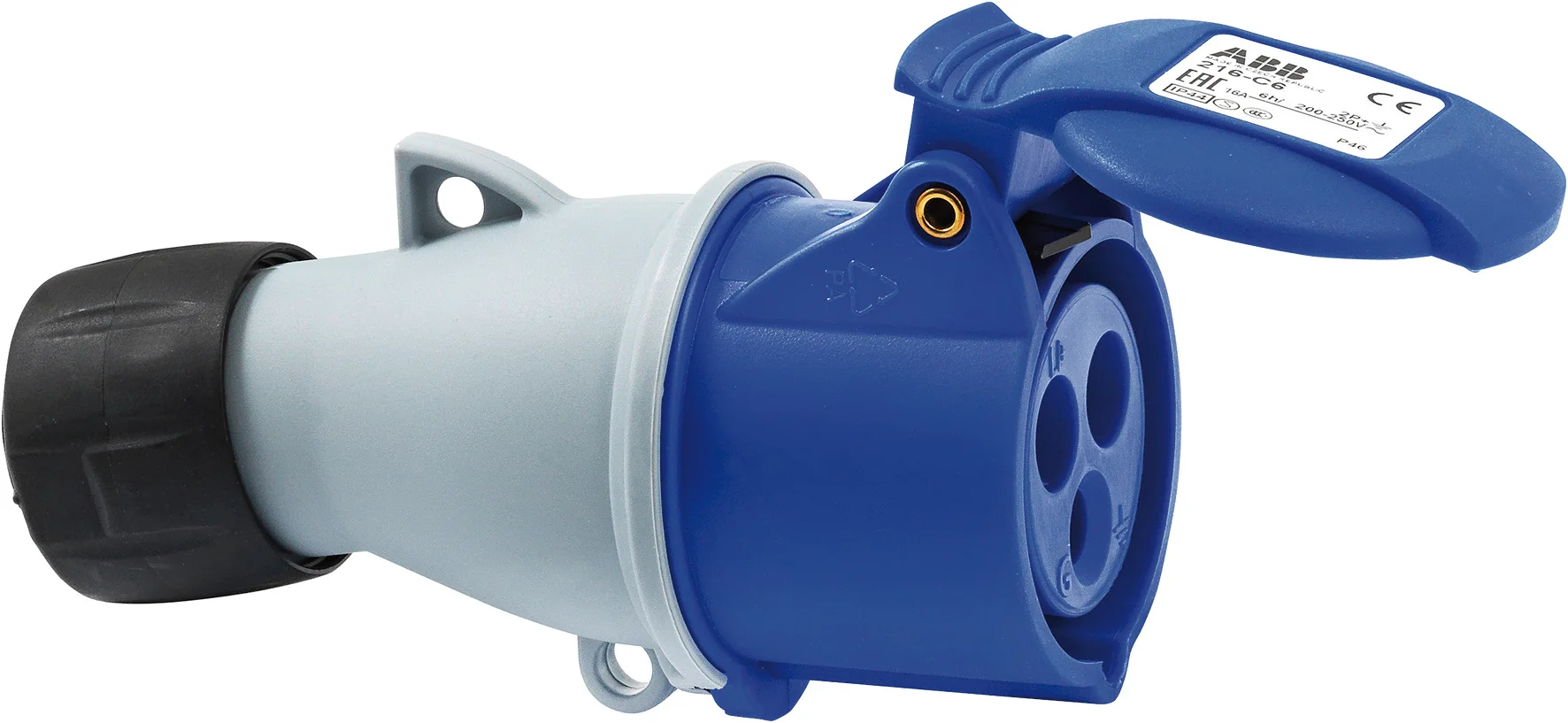 Prise électrique CEE P17 avec clapet à monter sans câble - IP44 image