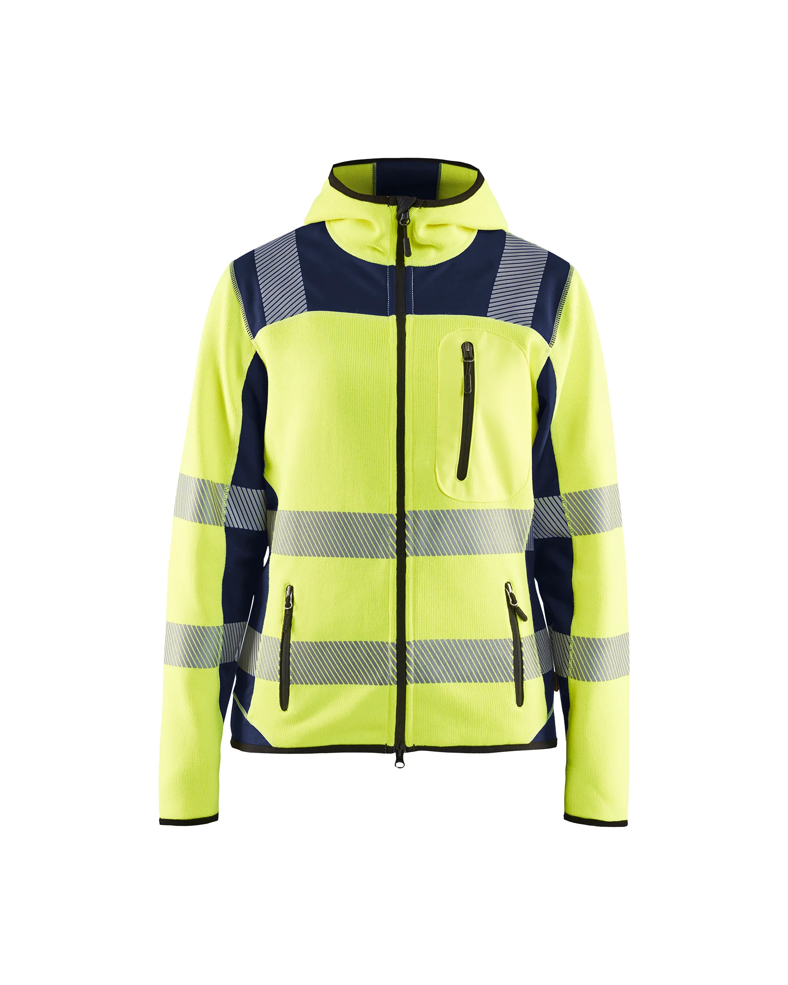Veste de travail tricotée haute visibilité femme 4967 - Jaune fluo/Marine image