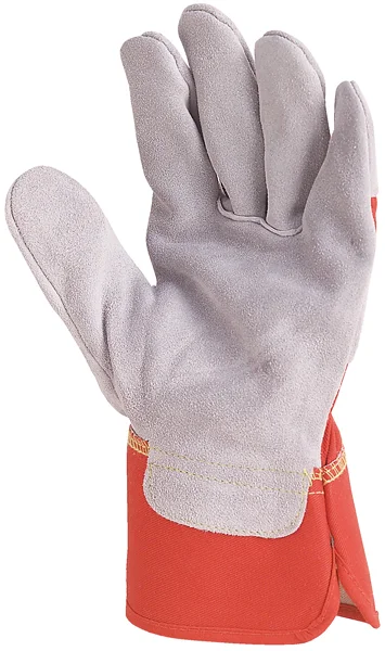Lot de 60 paires de gants Manutention docker croûte vachette supérieure gris - toile rouge image