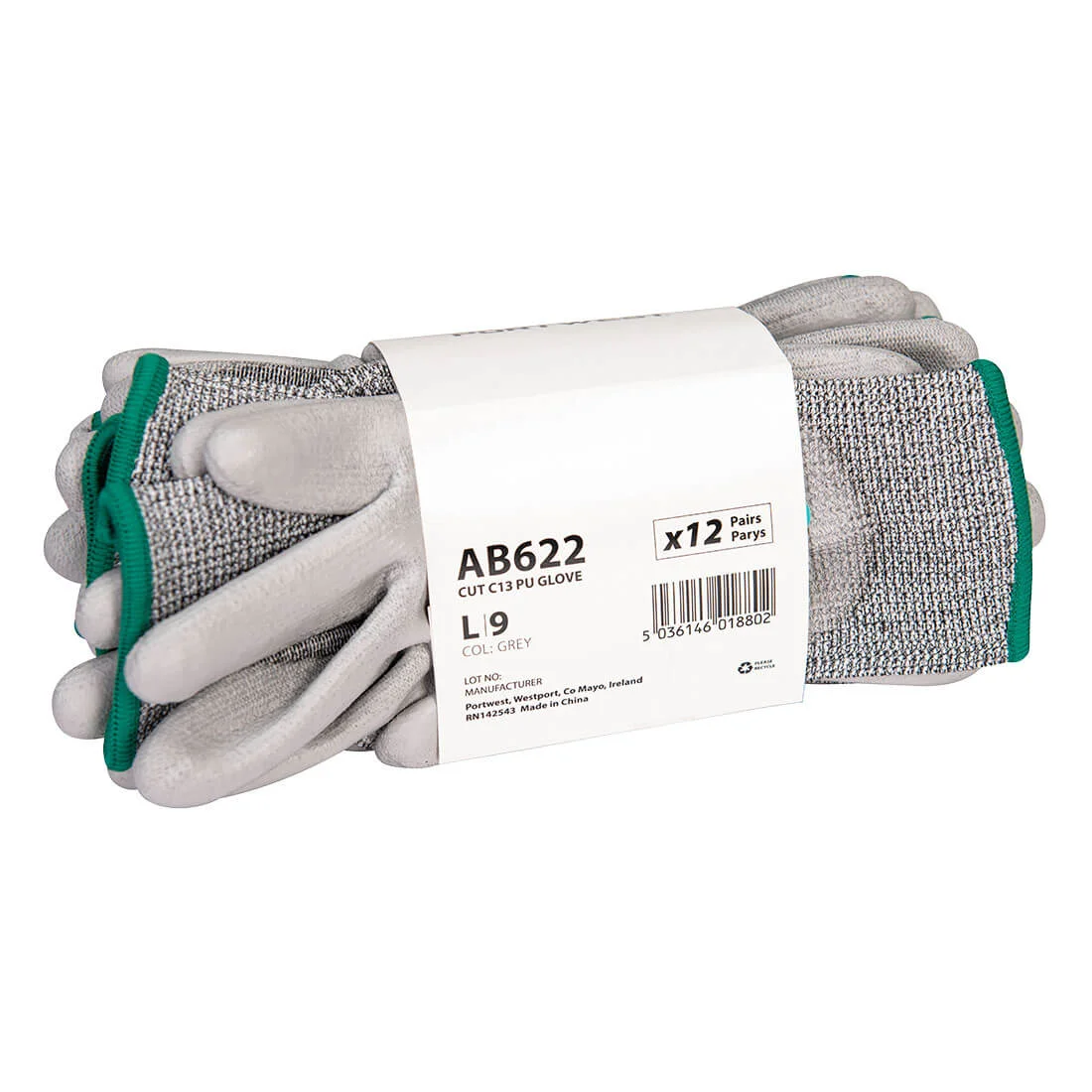 Paquet de 12 paires de gants PU Cut C13 Gris image