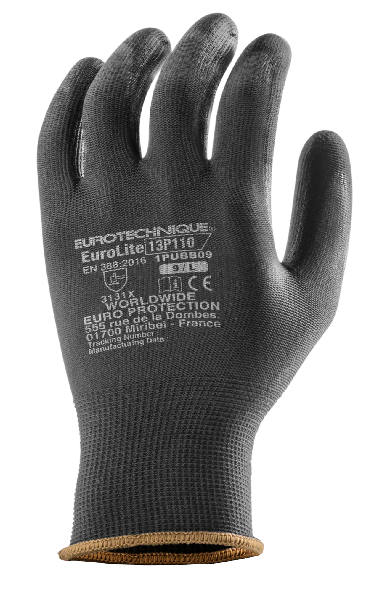Gants Manutention EUROLITE 13P110 polyester noir end PU noir image