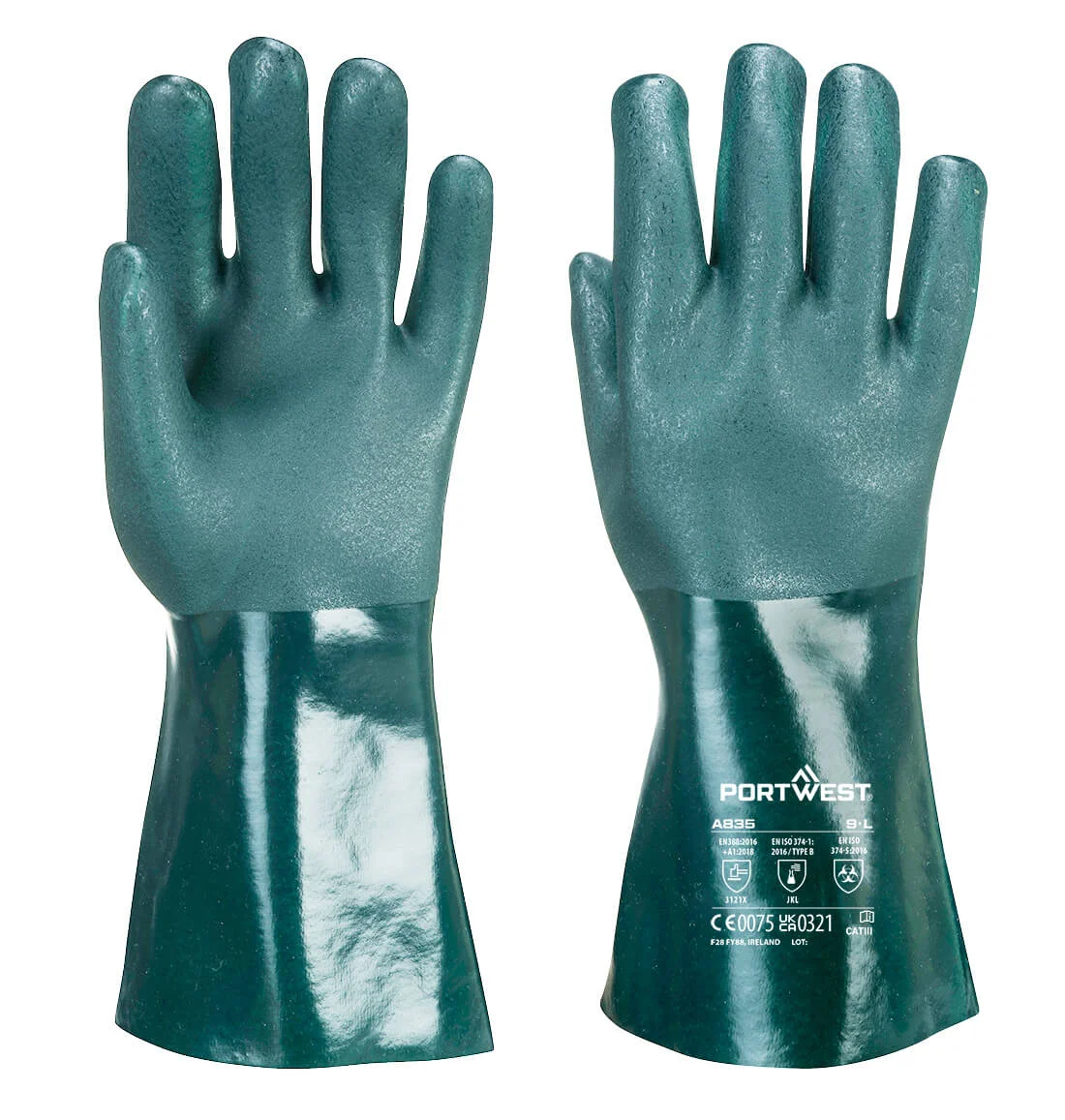 Gants PVC 35cm double trempage Vert image