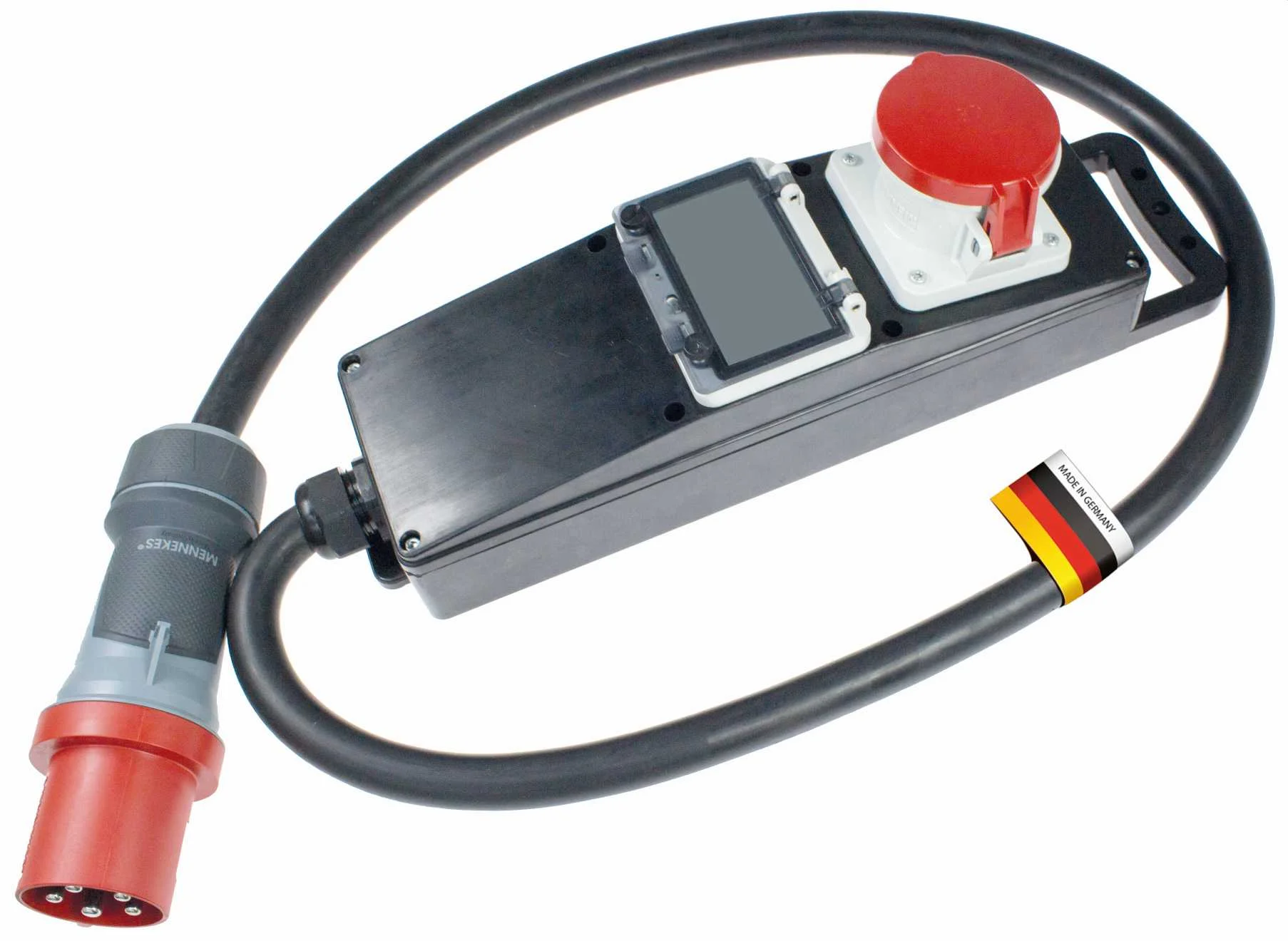 COMPTEUR TRIPHASE SUR REGLETTE CAOUTCHOUC 400V/6A CABLE 2M H07RN-F 5G16 FICHE CEI PRISE DE COURANT IP44 image