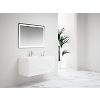 Ensemble meuble suspendu salle de bain 4 tiroirs Blanc Laqué - Plan vasque excentré gauche ANCODESIGN - meuble suspendu + double vasque céramique + miroir LED image 0