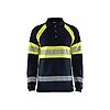 Polo de travail piqué manches longues multinormes - Marine/Jaune fluo image 0